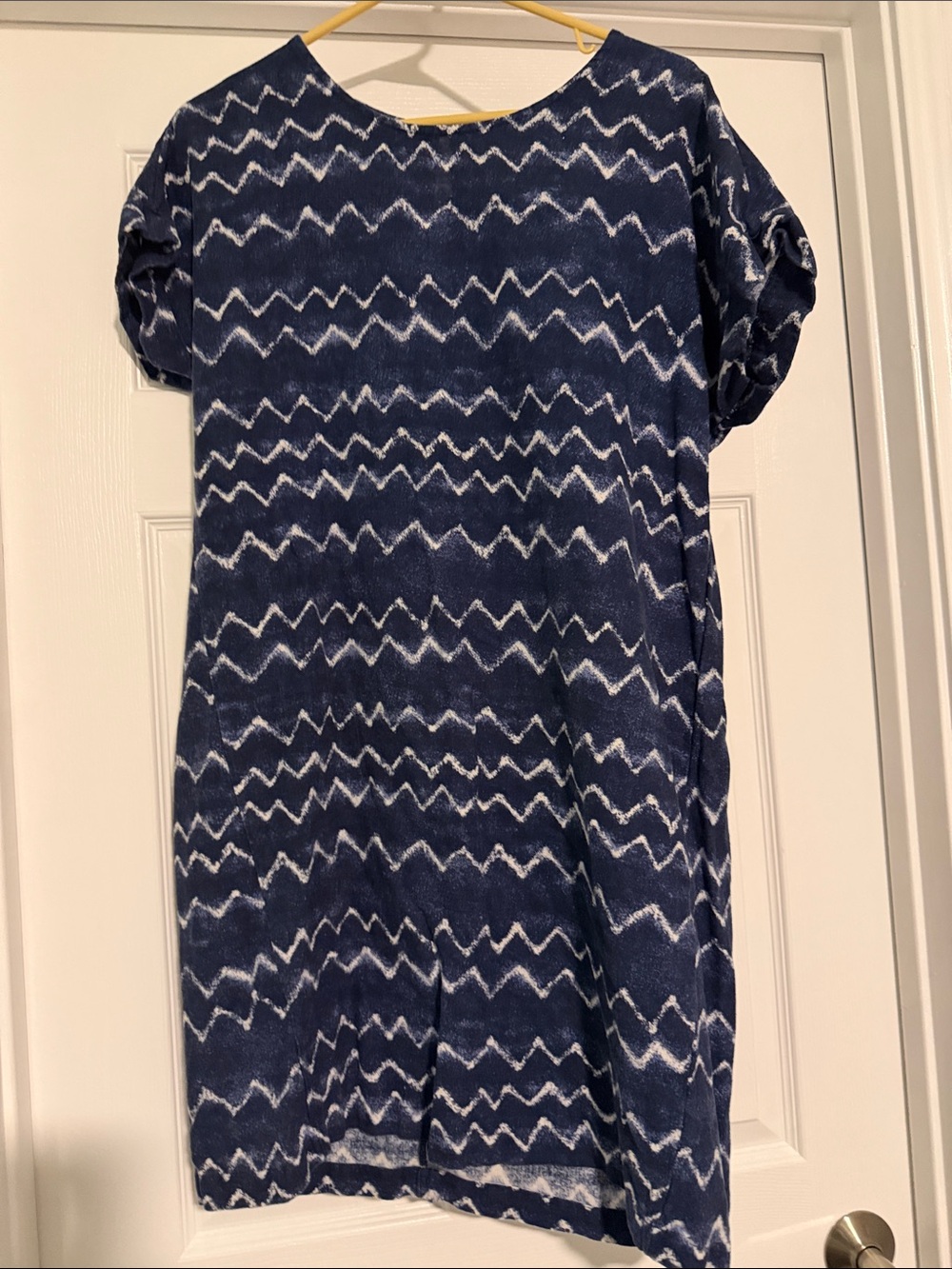 Navy Zigzag Shift Dress